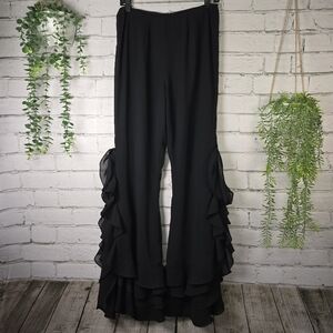 Studio I Black Pants With Cascading Ruffles, Feminine, Fancy, Party, Size 6